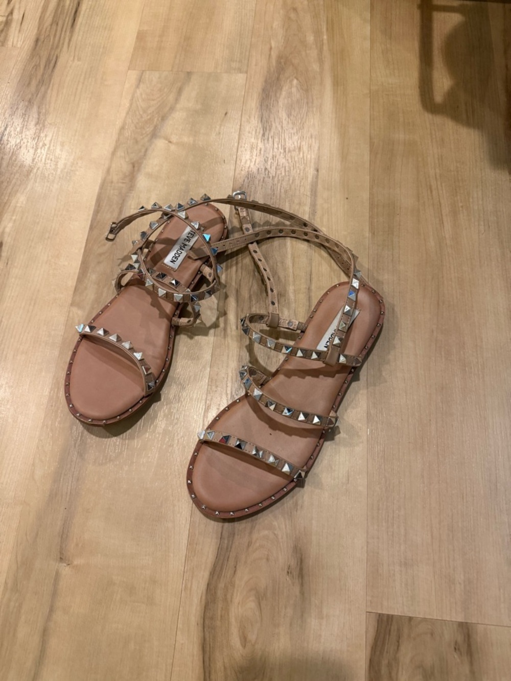 Steve Madden Studded Gladiator Sandals – Tan Leather, Size 7.5